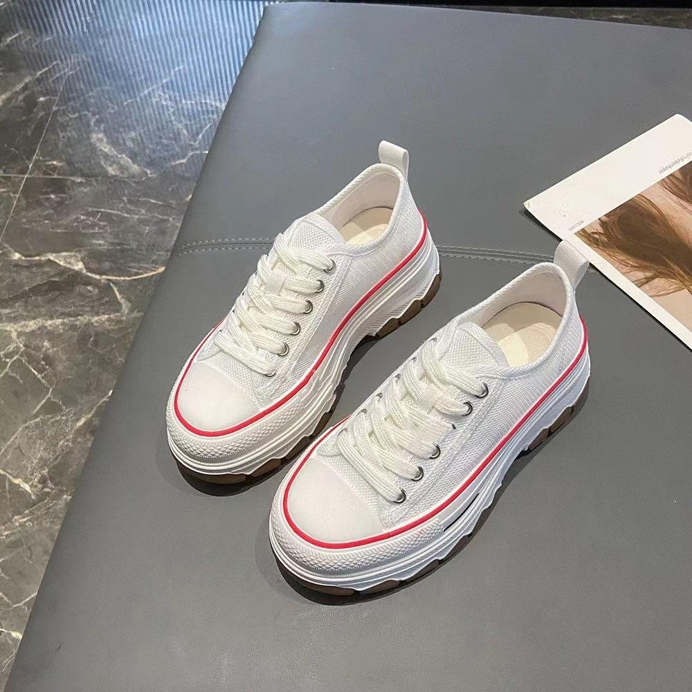 Women's Thick-Soled Canvas Shoes Spring and Summer New Women's Shoes Niche Design Breathable Versatile Casual White Board Shoes
