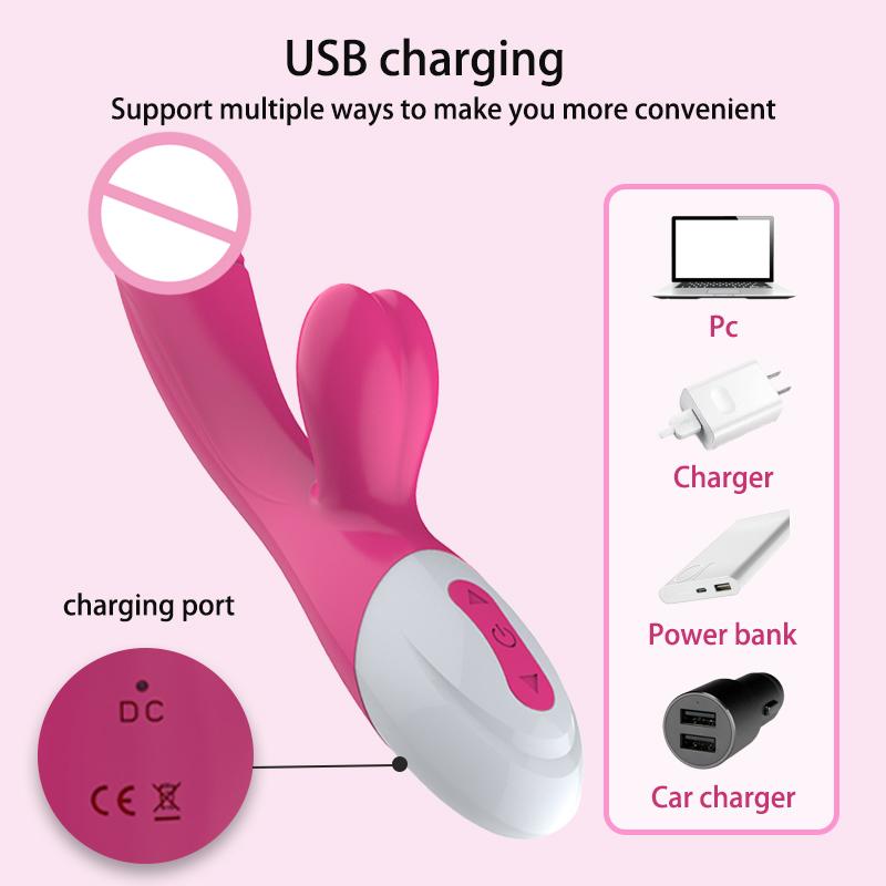 Dildo Rabbit Thrusting G Spot Vagina Vibrator Clitoris Stimulator For Women Masturbation Dual Vibration Sex Toys For Adults 18