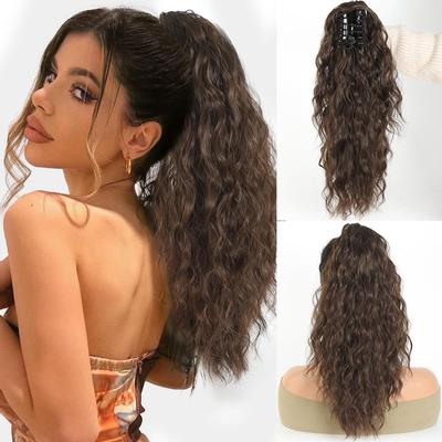Synthetic Claw Ponytail For Women Long 18Inch Curly Hair Fake False Hairpiece Clip In Ponytails Extension Heat Resistant