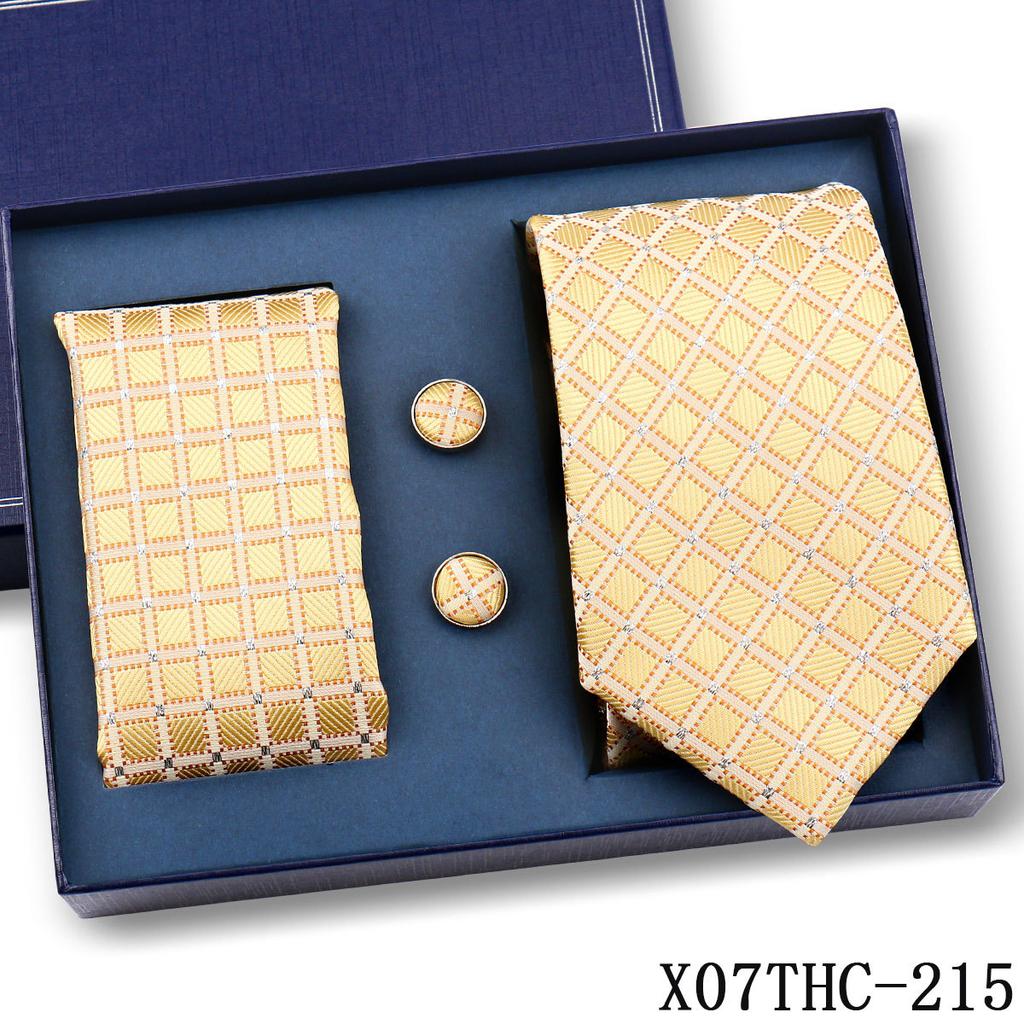 Tie Square Cufflinks 3-Piece Suit Retro Striped Hand Tie High-End Gift Box Set