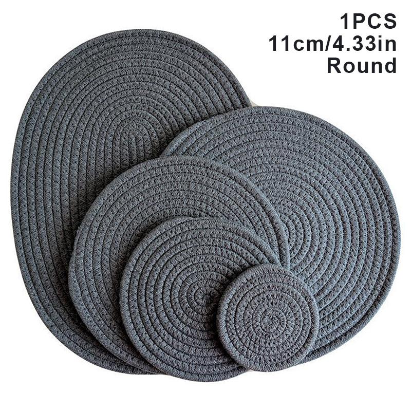 Natural Table Mat Insulation Pad Soft Heat Insulation Japanese Style Non-Slip Cotton Simple Oval Woven Mat Kitchen Supplies