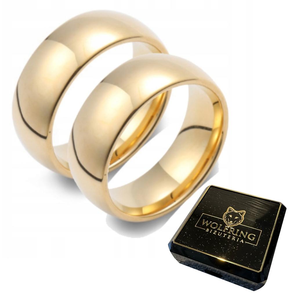 Classic Gold Wedding Rings 316L Steel Pair Beautiful 2 Pieces