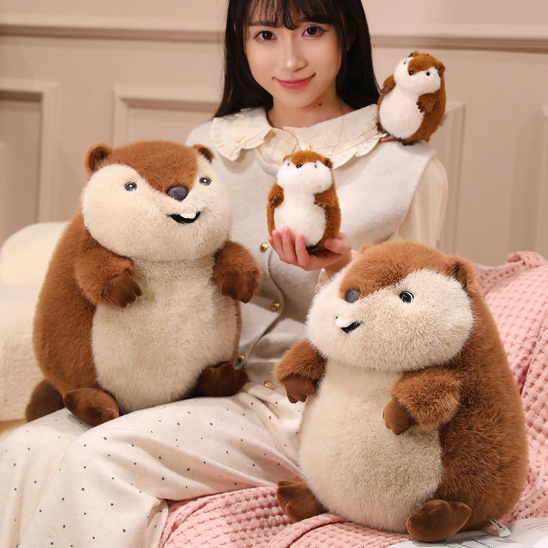 Nuovo peluche realistico e tenero a forma di marmotta capibara, adorabile peluche di marmotta seduta, regalo di Natale e compleanno.