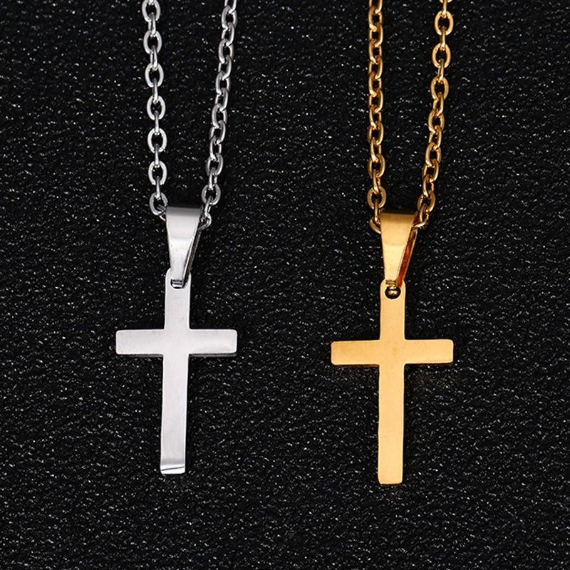 IF ME 1PCS Fashion Light Luxury Cross Pendant Necklaces for Women Gold Silver Color Clavicle Chain Necklace Jewelry