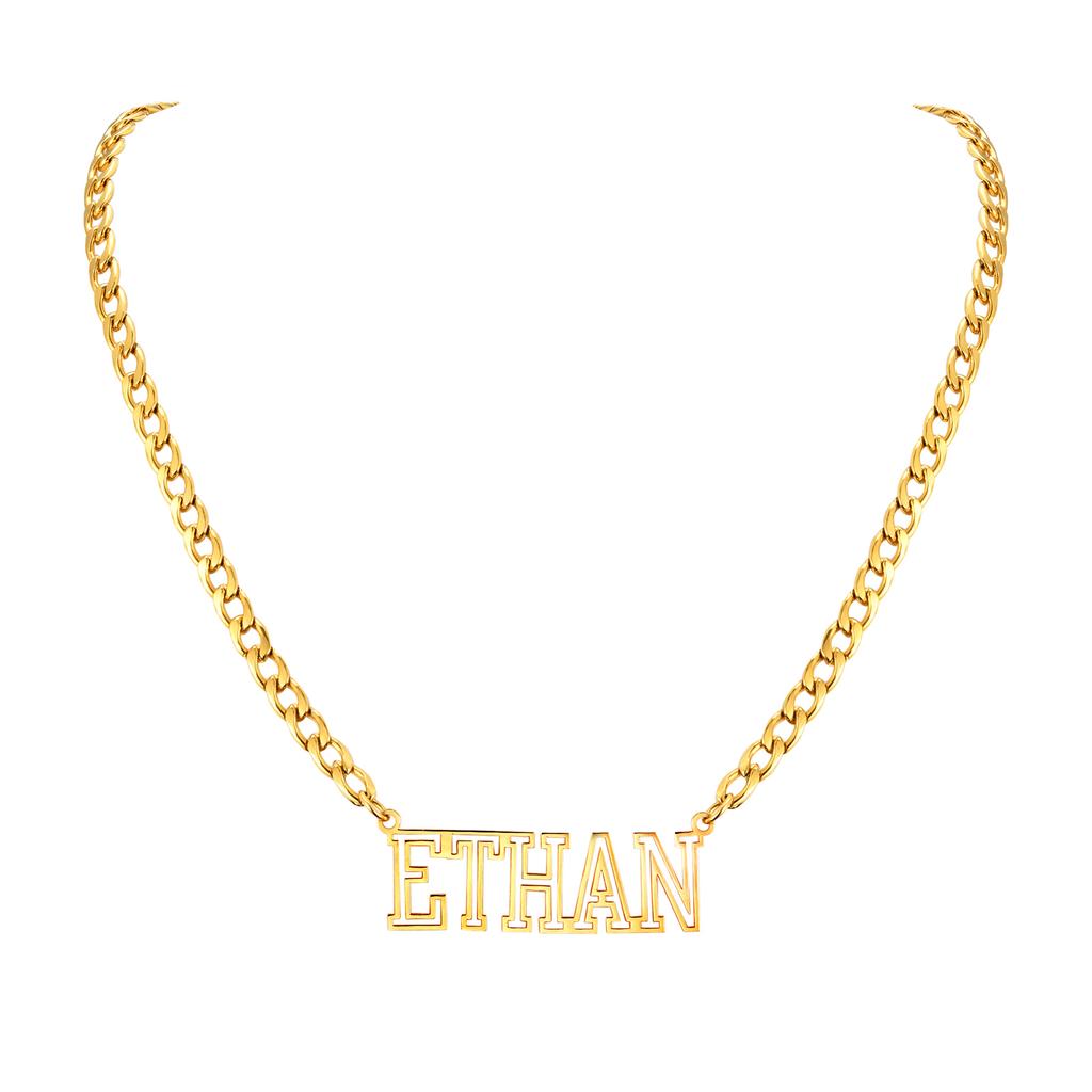 Free Personalized NK Chain Hollow Name Custom Necklace for Women,Stainless Steel Waterproof Necklace, Elegant Jewelry Gifts