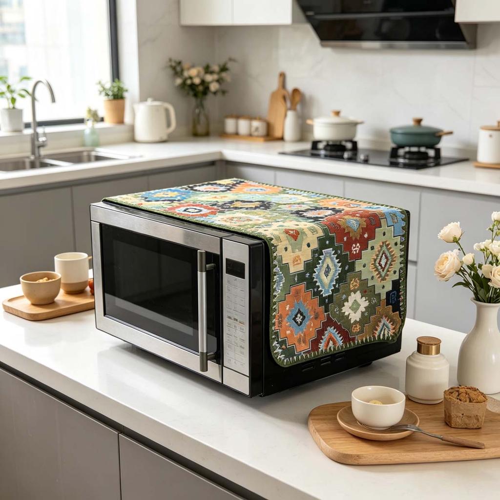 30x90cm Country Style Cotton Linen Microwave Oven Anti Dust Cover