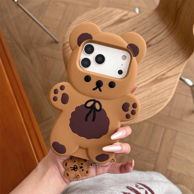 3D Kreslený Medvěd Měkké Silikonové Pouzdro na Telefon Pro iPhone 17 Air 16e 15 13 14 12 11 Pro Max Mini XS XR X 7 8 Plus Nárazuvzdorný Kryt