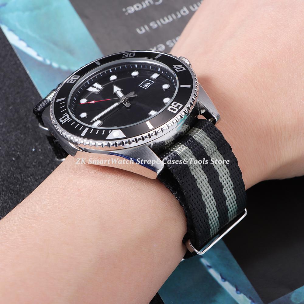 20mm Nylonowy Pasek do Zegarka 60s Francuski Pasek do Zegarka Armii dla Omega 007 dla Rolex Water Ghost dla Seiko dla Tudor Bransoletki Plecione Paski