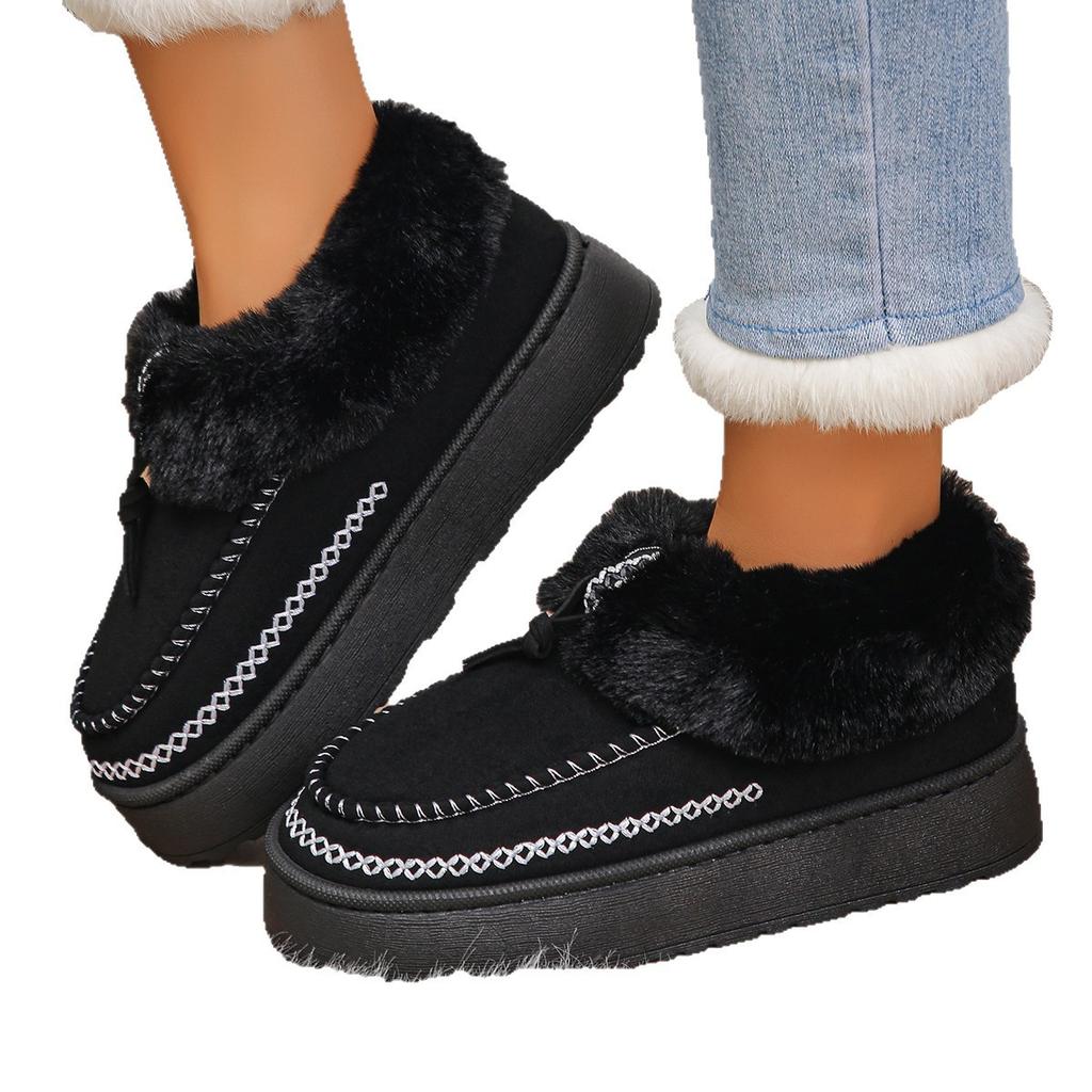 Fashion 2025 Winter Warm Thicken Plush Cotton Shoes Women Non Slip Thick Bottom Snow Boots Woman Slip On Chunky Platform Ankle Botas