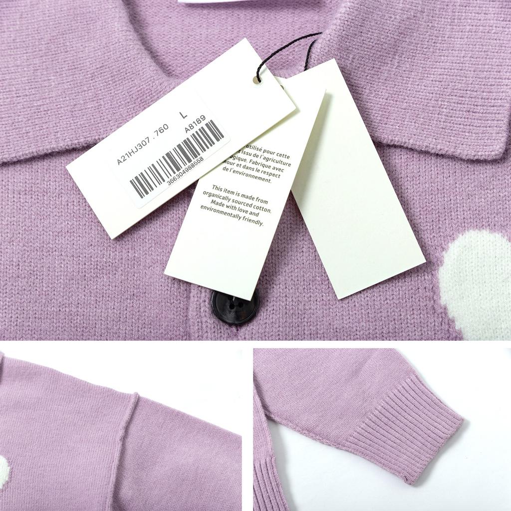 AMI Spring and Autumn New Love Jacquard Wool Ami De Coeur Polo Collar Hoodie Sweater