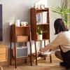 Walnut Colored Bookshelf, Desk Side Cabinet, Floor Standing Storage Cabinet for Living Room, Bedroom & Study - Bamboo Cabinet