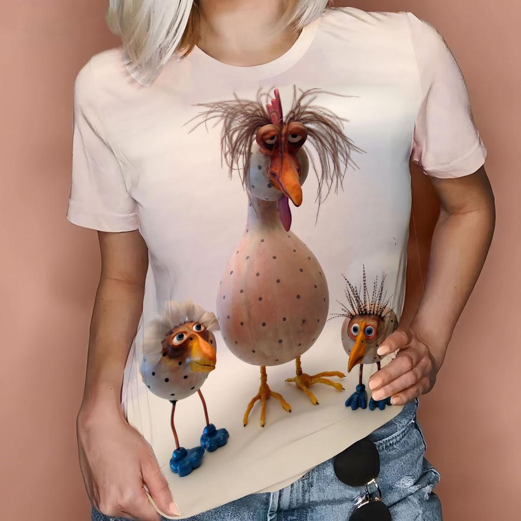 Horse Women's T-Shirts Funny Animal Pattern 3D Print O-Neck Short Sleeve T Shirt Harajuku Top Oversized Y2k Tees Female Clothing