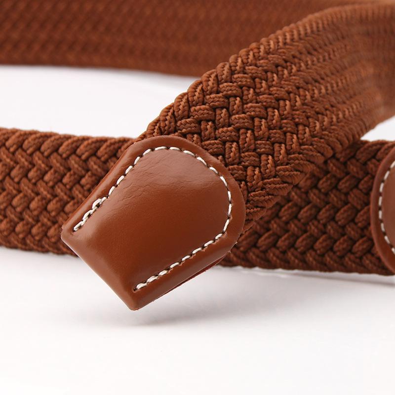 Popular Women's Fashion Leather Belt with Multi-color Elastic Needle Buckle and Men's Woven Canvas Waist Belt