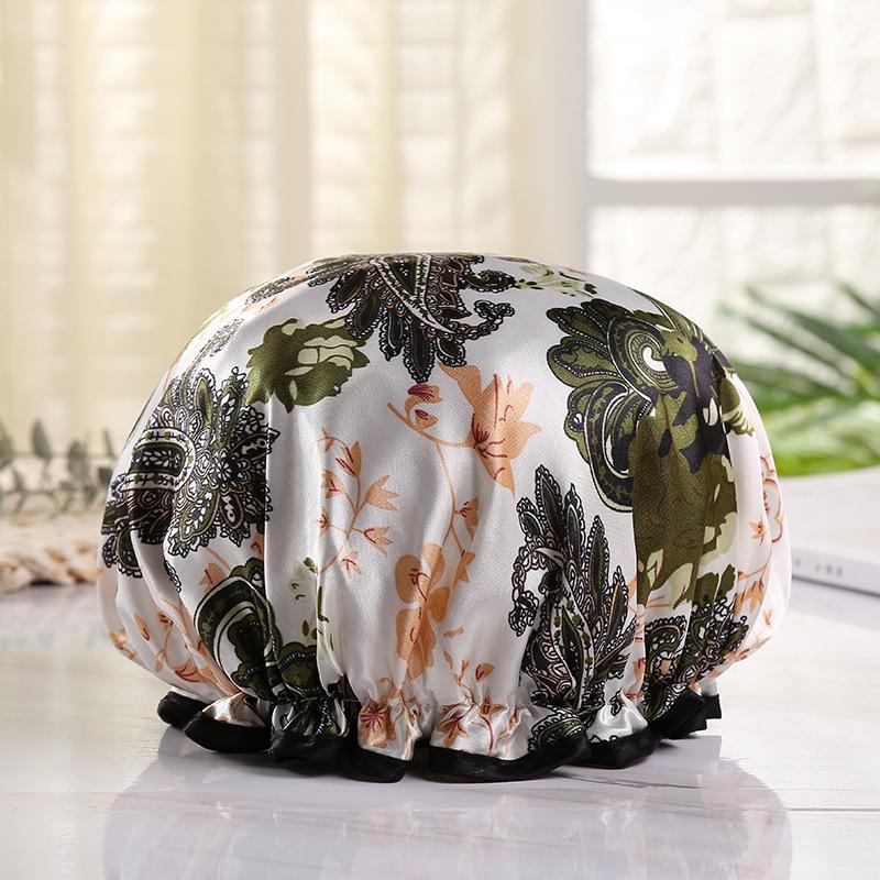 Double-Layer Waterproof Adult Bath & Hair Cap - Makeup, Kitchen, Anti-Oil, Thickened; Customizable Logo