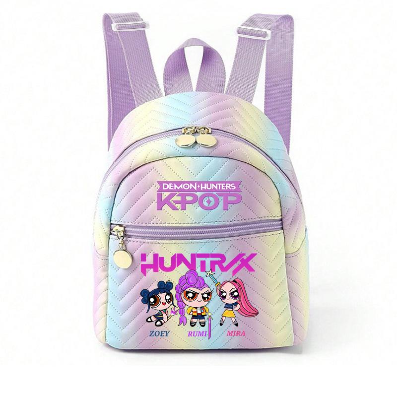 Kpop Synthetic Leather School Backpack for Girls Lightweight Candy Color Campus Bag