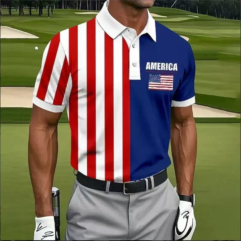 2026 Independent Station Summer Men's Casual Lapel POLO Shirt 3D Digital Printing Men's Outdoor POLO Shirt