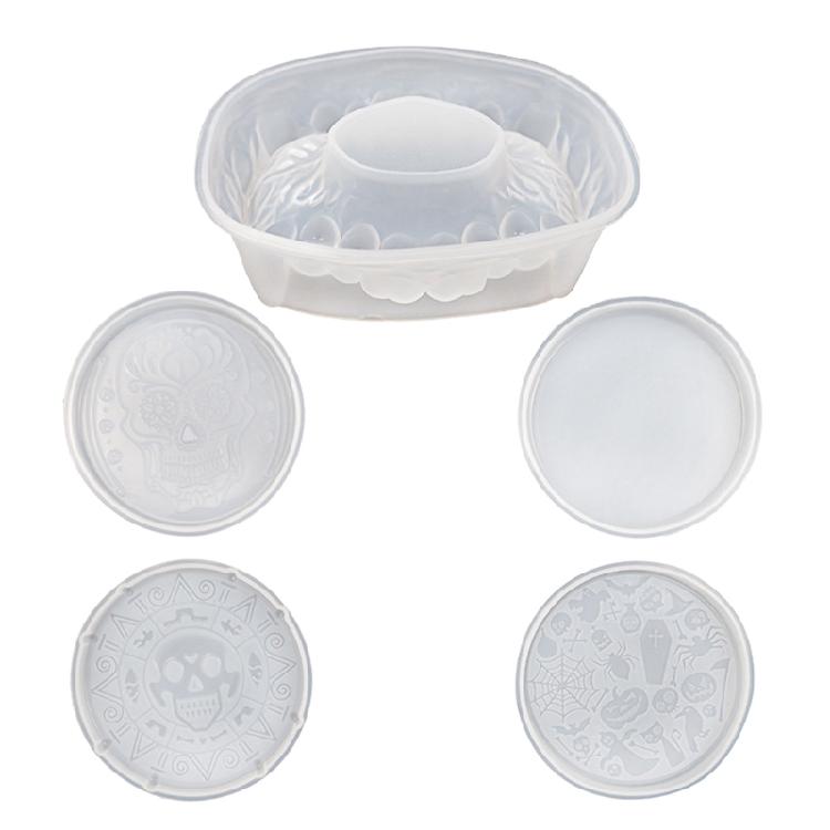 

5Pcs Skull for Head Pattern Coaster Mold Tooth Coaster Holder Epoxy Casting Mold 1