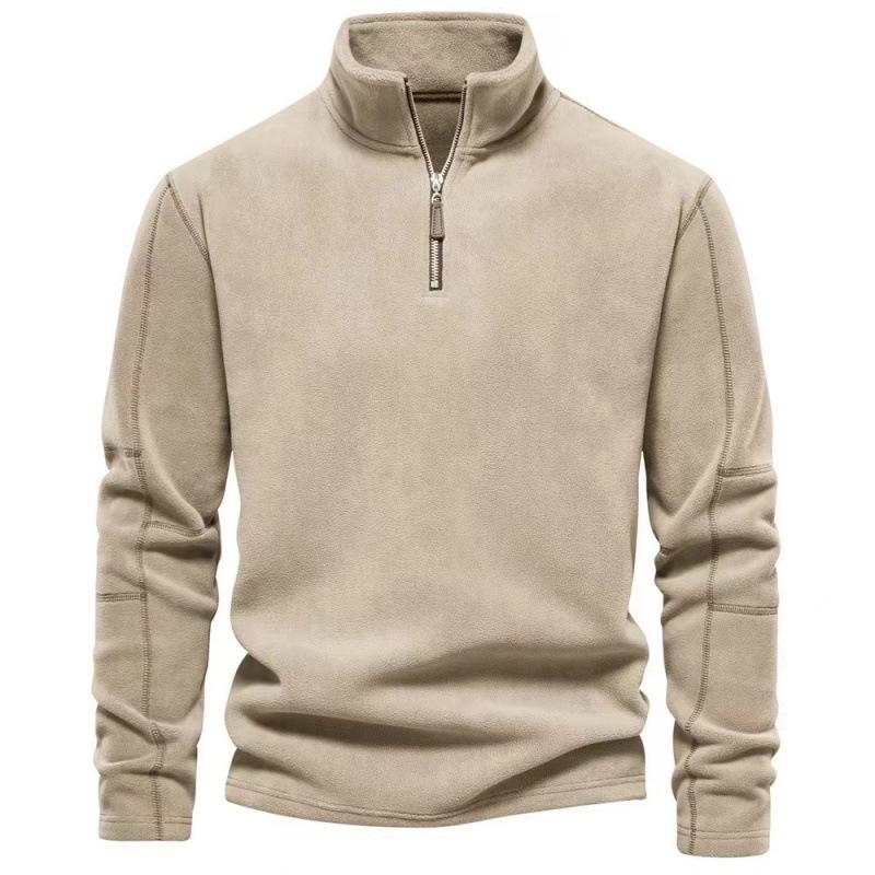 

Men s Half-Zip Fleece Pullover in Light Khaki, Charcoal Gray, Brown, Blue, Black - Soft & Warm Midweight Jacket XXL хакі