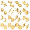 Never Fade Gold Color Earrings With Earplug Round Heart Shell Fashion Jewelry Stainless Steel Earrings For Women Men Accessories