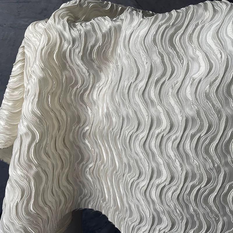 Tridimensional Water Wave Texture Striped Fabric High-end Creative Hat Coat Pants Dress Clothing Desinger Fabric