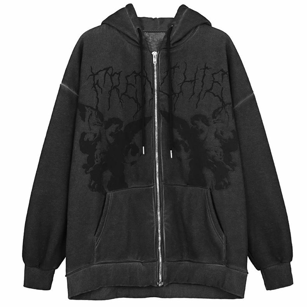 Women's Casual Loose Pocket Sweatshirt Street Sport Zip Cardigan Jacket  Coat