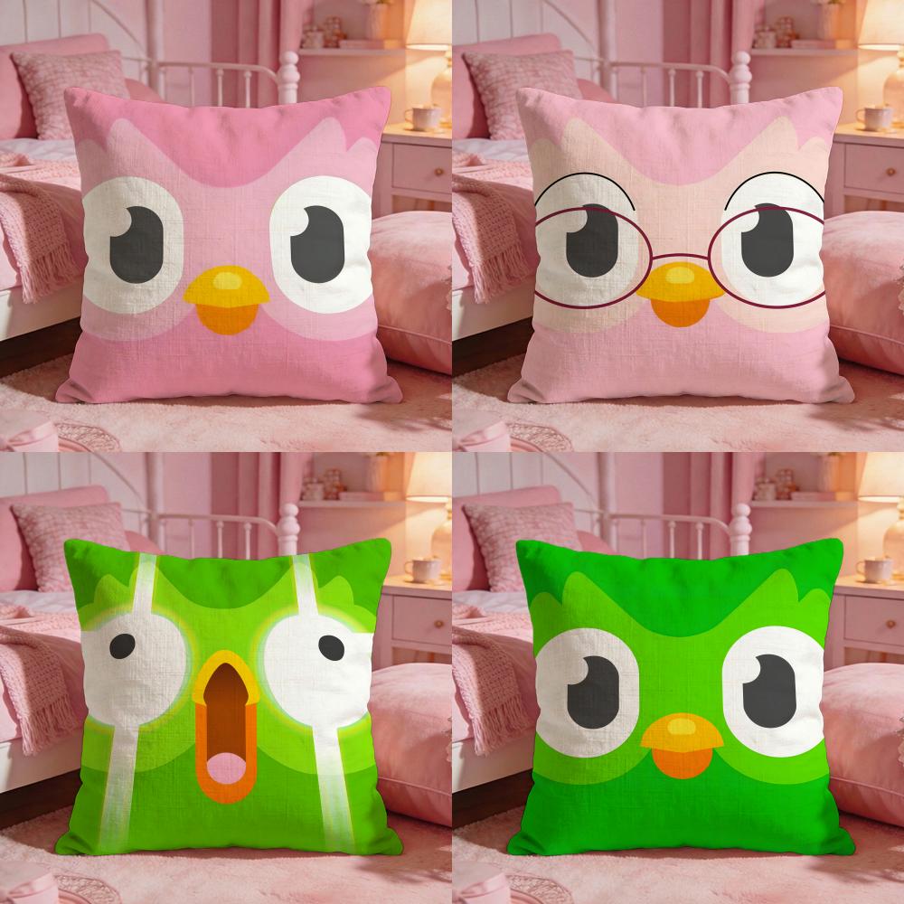 DDuolingos Cute Cartoon Cushion Cover Premium Comfort Reversible Pillow Cove Two In One Design For Any Room Car Interior