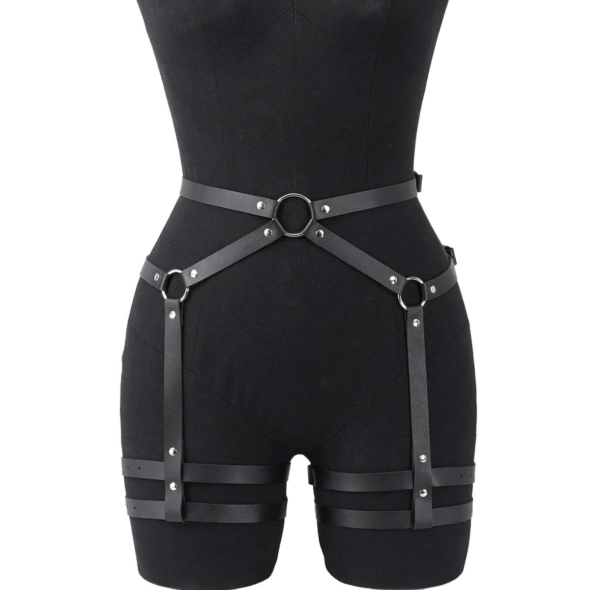 

Pu Leather Leg Harnesses For Women Gothic Punk Women S Leg Garter Harness Belt - Adjustable Pu Leather Body Waist Belt.