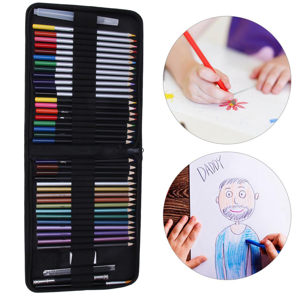 44Pcs Colorful Color Pencil Set School Stationery Art Supplies with 1Pc Portable Zipper Bag