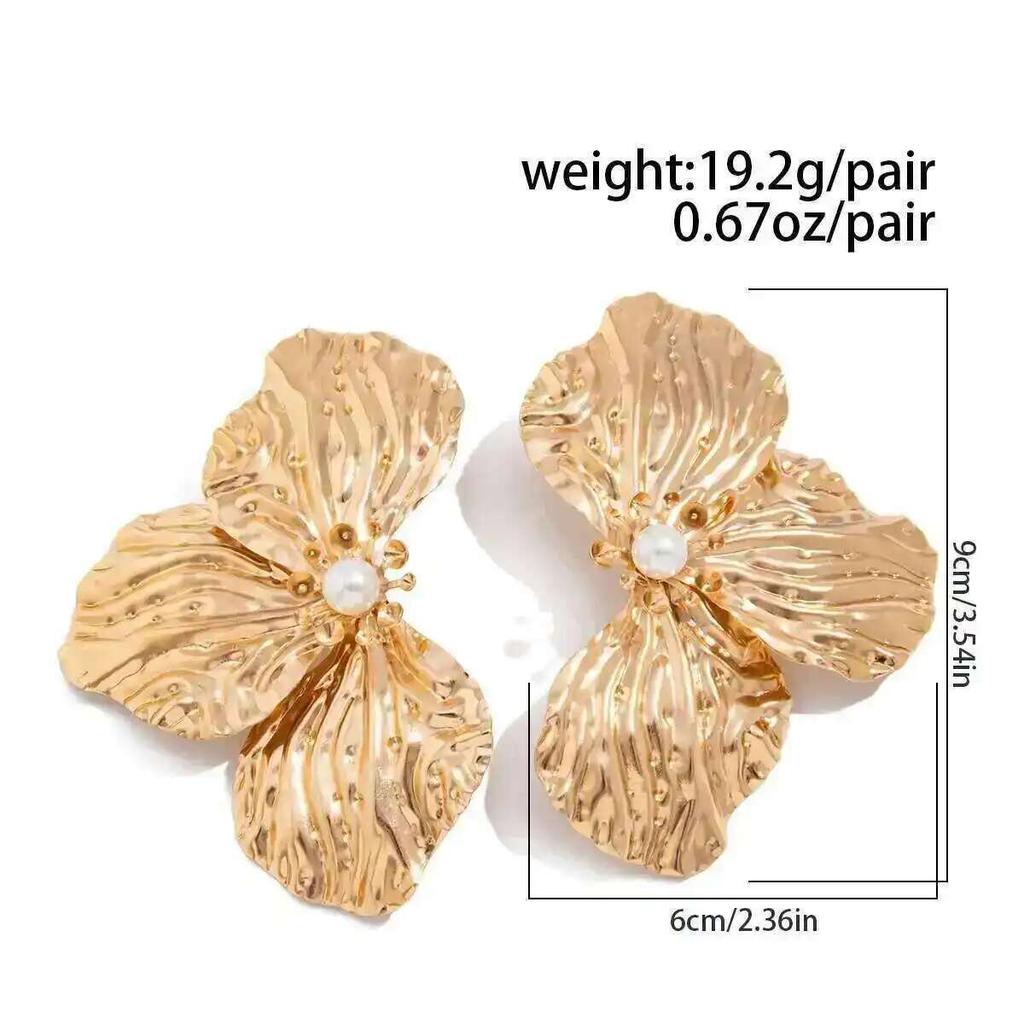 Salircon Vintage Exquisite 5 Style Gold Color Flower Earring Women Punk Irregular Stud Earrings Statement Party Jewelry Gift
