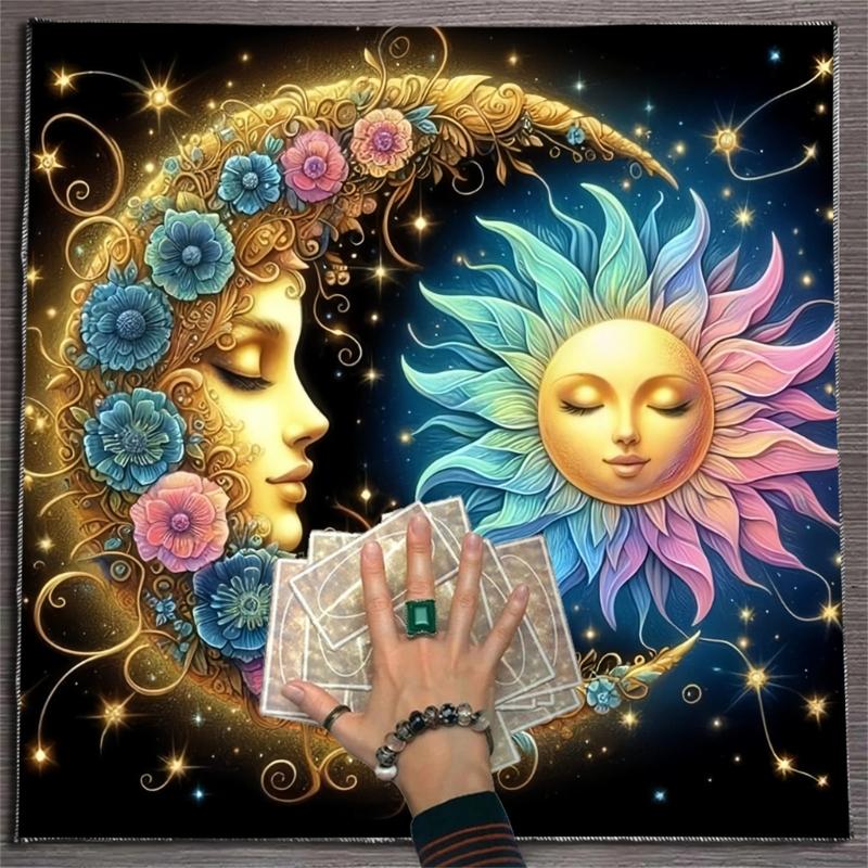 Sun Moon Pattern Astrology Tablecloth Tarots Divinations Tablecloth Altars Cloth Divinations Board Game Accessory