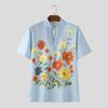 INCERUN Oversized Casual Men Lapel Short Sleeve Print Buttons Shirts