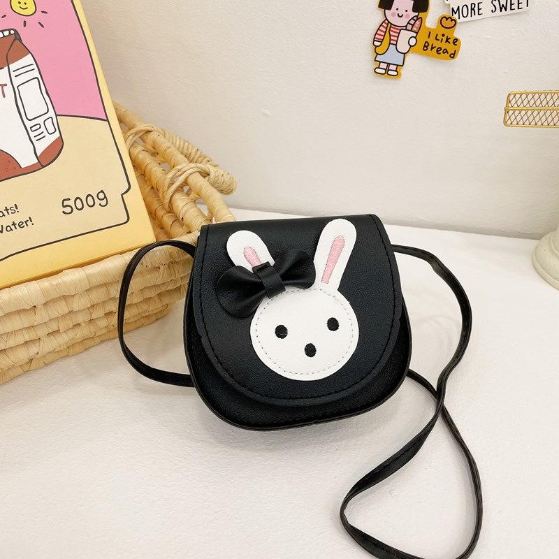 Cute Rabbit Faux Leather Crossbody Bag for Kids, Kawaii Cartoon Mini Square Shoulder Purse, Zipper Closure Single Strap Chain Bag for Children