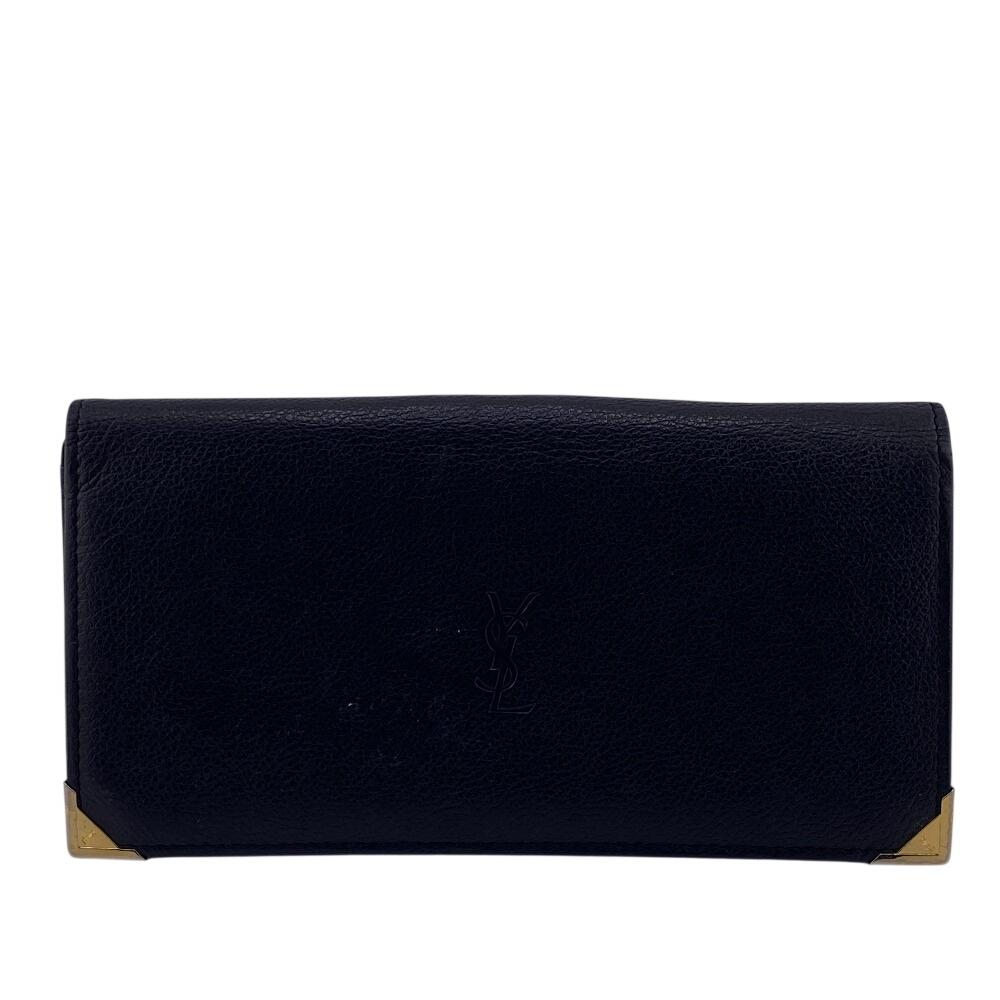 YVES SAINT LAURENT Gamaguchi YSL logo leather Purse black leather mens Used