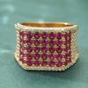 Classic Design Vintage Synthetic Red Zircon Rings For Women Men Luxury High Quality Golden Color Engagement Rings Jewelry Gift