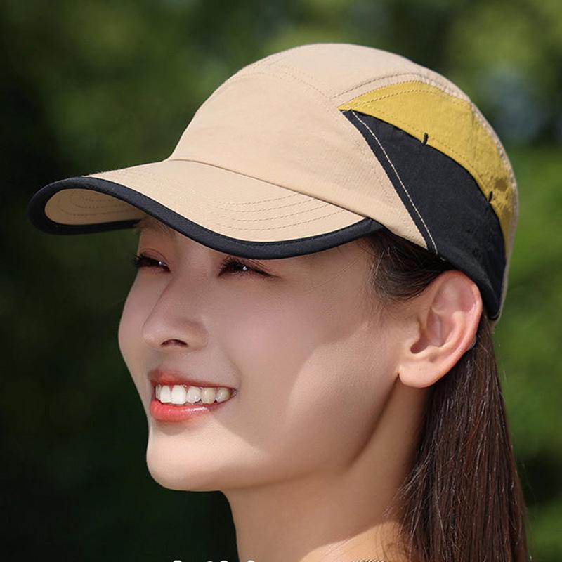 Quick-dry baseball cap for spring and summer outdoor sports and hiking, thin, breathable, waterproof, color-block sun hat