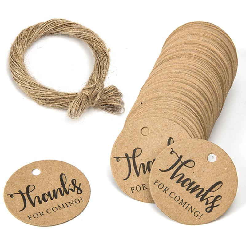 100pcs Paper Jewelry Packaging Blank Labels Display THANK YOU Tags Price Stickers With Rope Necklace Making Bracelet Supplies