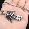 Vintage Trends Angel Wing Pendant Necklaces for Men Women 316L Stainless Steel Punk Fashion Lucky Jewelry Gifts Dropshipping