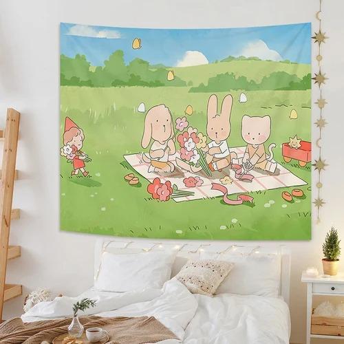 Fresh Field Spring Outing Style Decorative Tapestry Bedroom Living Room Tapestry Home Wall Decoration Tapestry