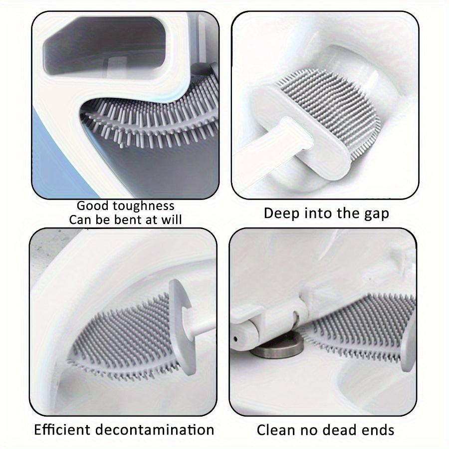 Durable Silicone Toilet Cleaning Brush with Wall-Mounted Storage Box | Flat Head Design for Bathroom,Kitchen Cleaning