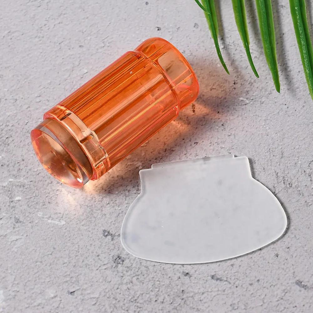 Nail Stamper with Scraper Jelly Silicone Head Stamp for French Nails Manicuring Kits Polish Stencil Nail Art Stamping Tool