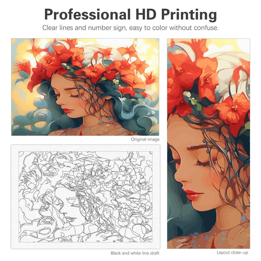 Rahmen Diy Malen Nach Zahlen Für Starter Kit Frauen Cartoon Figur Bild Auf Zahlen Für Erwachsene Diy Geschenk 40x50cm