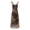 2026 French Retro V-Neck Floral Camisole Dress for Spring Beach Holidays