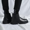 big size mens fashion chelsea boots black tide platform shoes cowboy original leather boot handsome autumn winter ankle botas