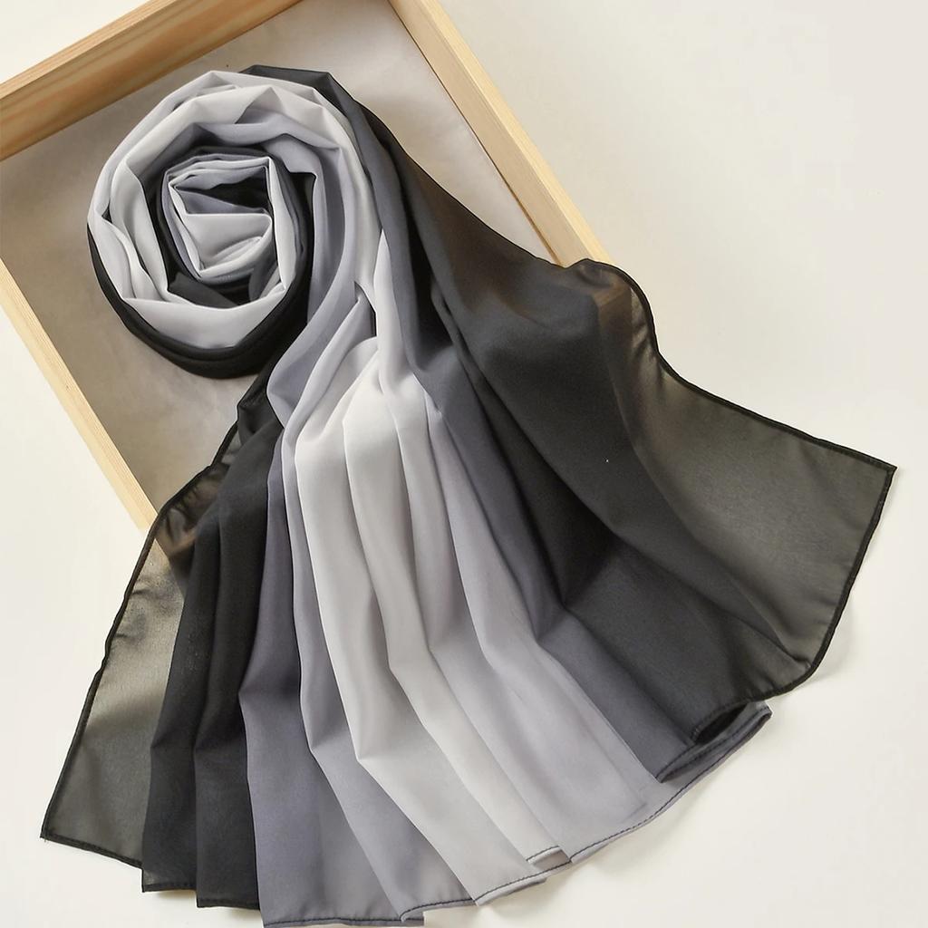 Neuer Muslimischer Farbverlauf Chiffon Hijab Schal Langes Tuch Schal Hohe Qualität Mode Muslimisches Stirnband Halstuch 180*70cm