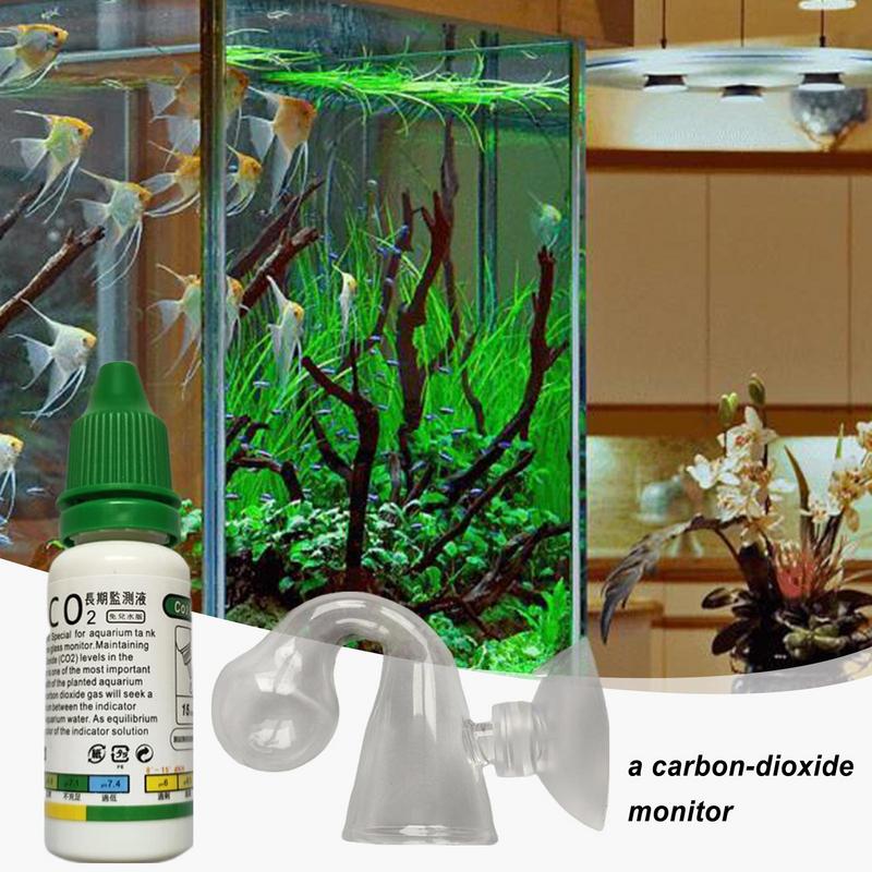 CO2 Indicator Drop Checker Solution Long Term Monitor Test Fish Tank Glass Aquatic Co2 Tester for Fish Tank Aquariums