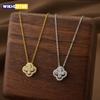 18K Gold Plated Fashion Classic Viral Clovers Pendant Necklace 2 In 1 Convertible Women Titanium Steel Jewelry Accessories Gifts