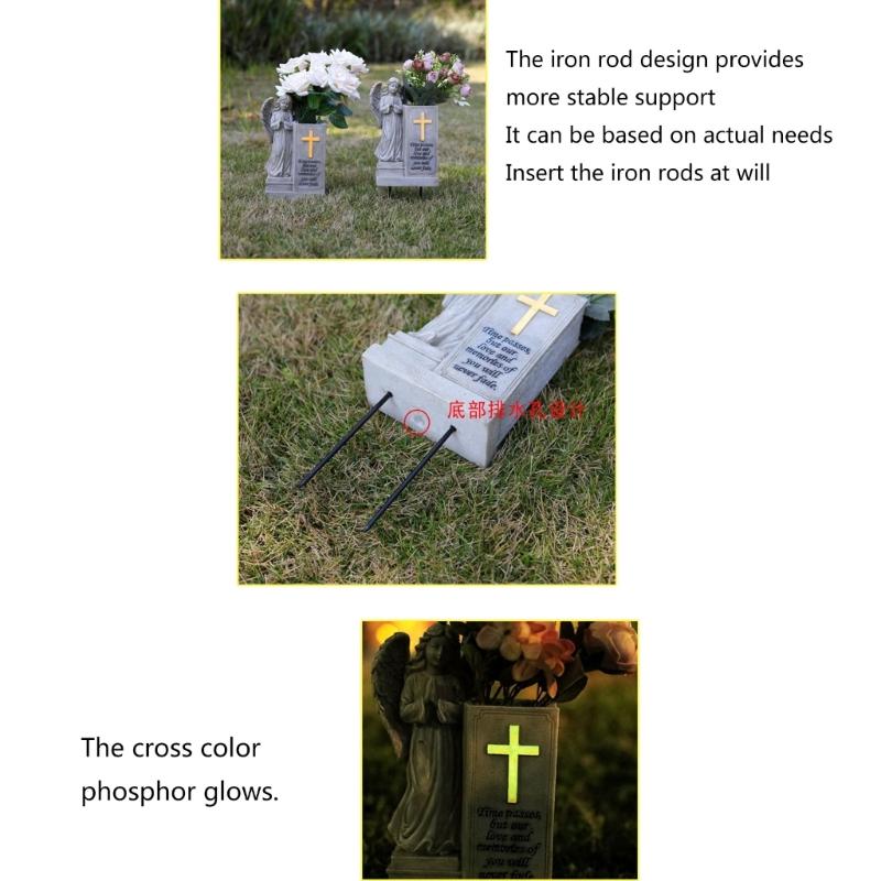Fluorescent Angel Statues Garden Decors Resin Praying Angel Figurines Garden Memorial Angel for Lawn Yard Porch Decors