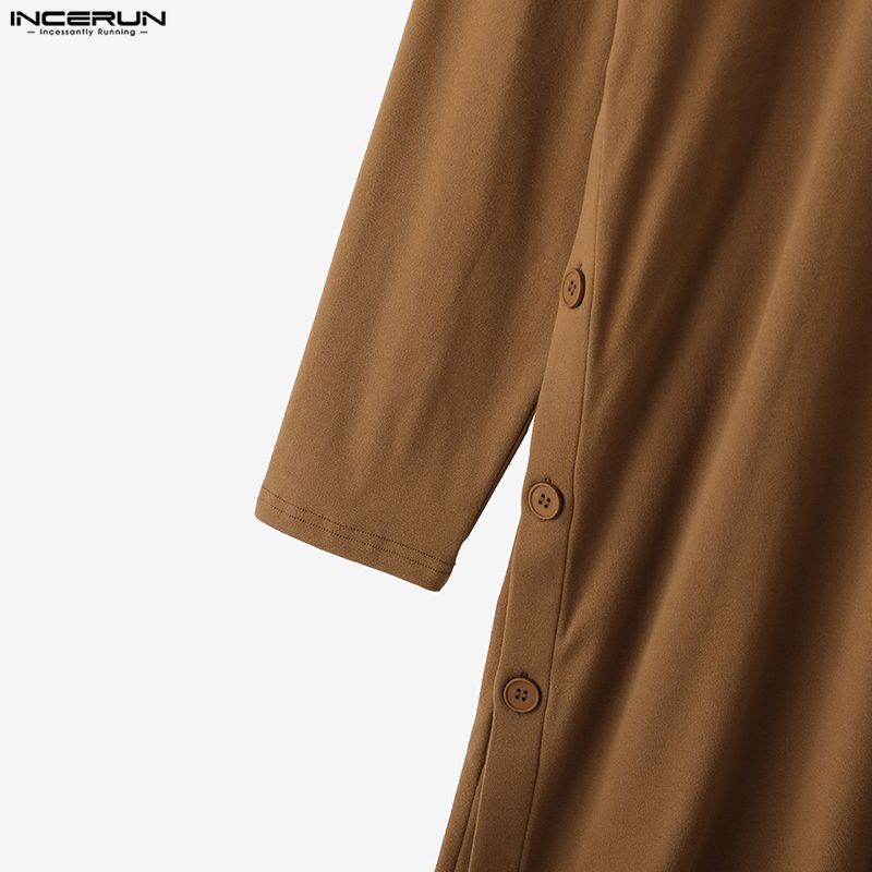 INCERUN Herbst Winter Herren Rollkragen Langarm Hohe Schlitze Lässige Lange Pullover Tops