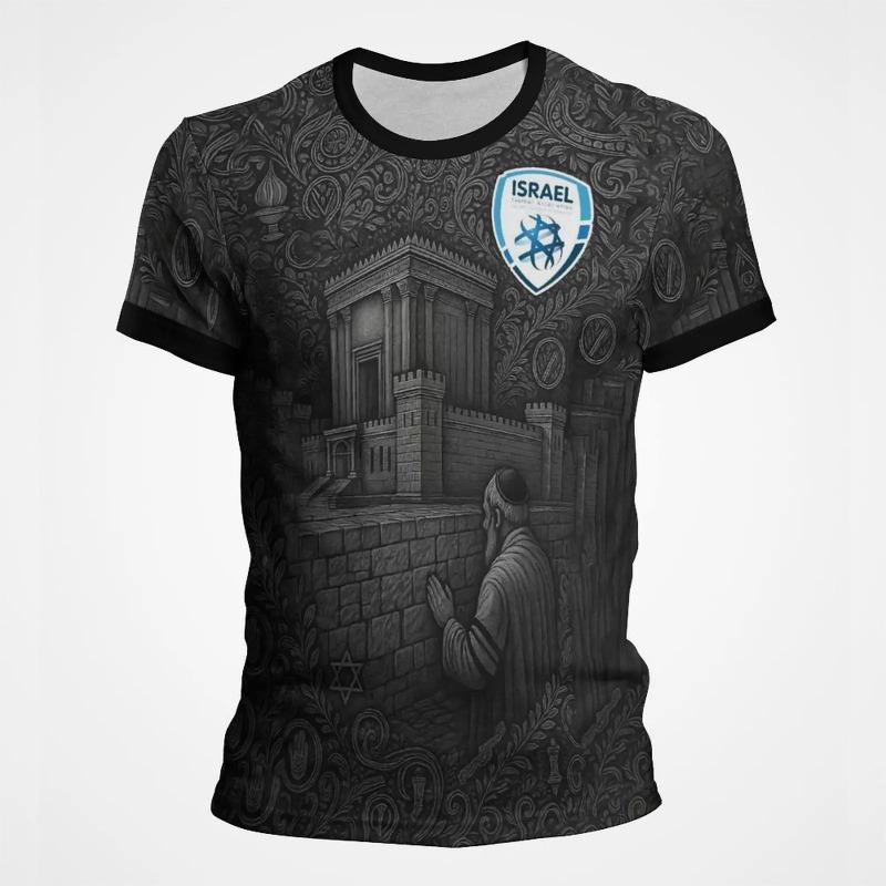 Modna koszulka piłkarska z flagą Izraela dla mężczyzn Letni trend Krótki rękaw Koszulka z nadrukiem 3D Fajny Streetwear Sportowe Koszulki dla dzieci Topy