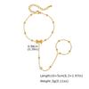 18K Gold Beaded Adjustable Double Layer Stainless Steel Finger Chain Bracelet for Women